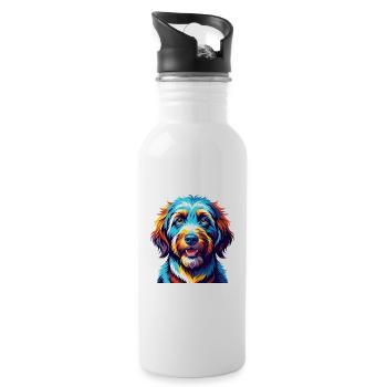 Spanisch Wasser Hund Rasse Bunt Karikatur Kawaii - Trinkflasche mit integriertem Trinkhalm - Weiß - Rechts