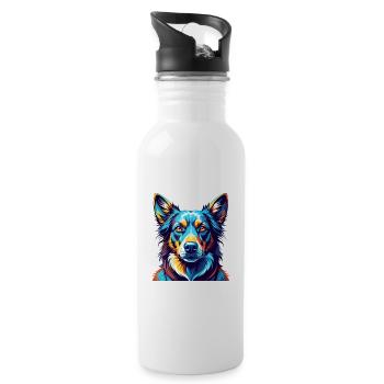 Uruguayen Cimarron Chien Race Dessin Animé Kawaii - Gourde avec paille intégrée - blanc - Droite