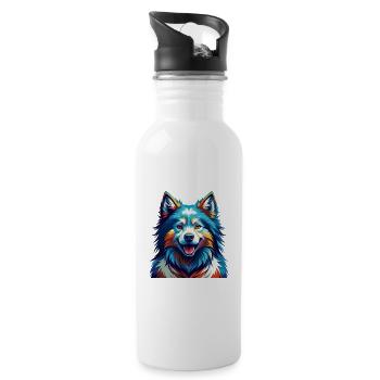 Samoyed Dog Breed Colorful Cartoon Kawaii - Water bottle with straw - white - Right