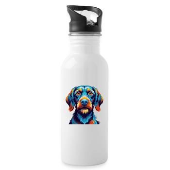 Fil de fer Vizsla race de chien dessin animé Kawaii - Gourde avec paille intégrée - blanc - Droite