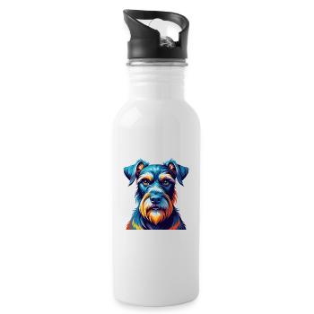 Schnauzer standard race de chien dessin animé Kawaii - Gourde avec paille intégrée - blanc - Droite
