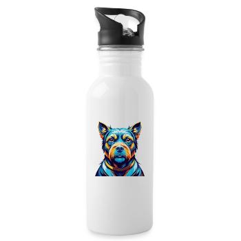 Tosa Hunderasse Buntes Aquarell Cartoon Kawaii - Trinkflasche mit integriertem Trinkhalm - Weiß - Rechts