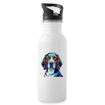Treeing Walker Coonhound Hunderasse Karikatur Kawaii - Trinkflasche mit integriertem Trinkhalm - Weiß - Rechts
