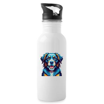 Saarlooswolfhond Dog Breed Colorful Cartoon Kawaii - Water bottle with straw - white - Right