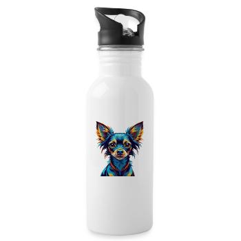 Russe Toy Terrier Chien Race Dessin Animé Kawaii - Gourde avec paille intégrée - blanc - Droite