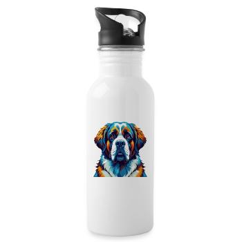 St Bernard Chien Race Coloré Dessin Animé Kawaii - Gourde avec paille intégrée - blanc - Droite