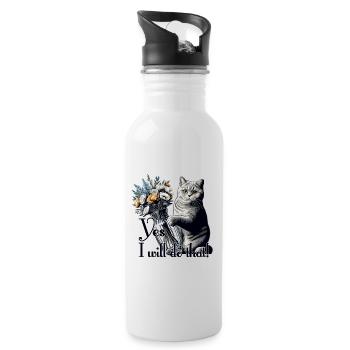 BKH Britisch Kurzhaar Katze Vase umkippen Geschenk - Trinkflasche mit integriertem Trinkhalm - Weiß - Rechts