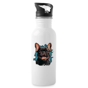 Bouledogue français - Gourde avec paille intégrée - blanc - Droite