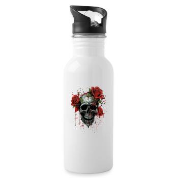 Flower Skull - Water bottle with straw - white - Right