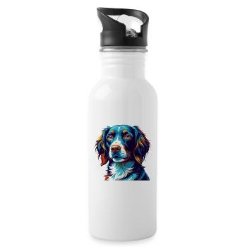 Munsterlander Dog Breed Colorful Cartoon Kawaii - Water bottle with straw - white - Right
