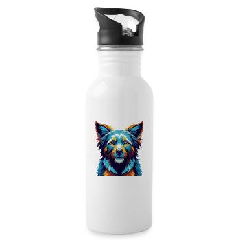 Taigan Kyrgyz Taighany Dog Breed Cartoon Kawaii - Water bottle with straw - white - Right