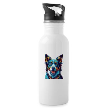 Strellufstover Hunderasse Bunte Karikatur Kawaii - Trinkflasche mit integriertem Trinkhalm - Weiß - Rechts