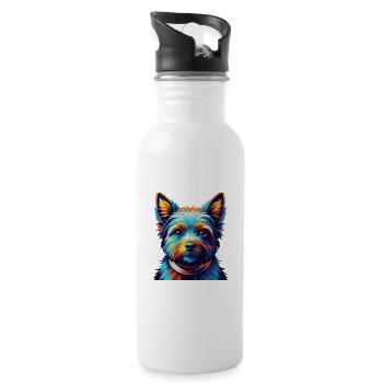 Norwich Terrier Hunderasse Bunte Karikatur Kawaii - Trinkflasche mit integriertem Trinkhalm - Weiß - Rechts