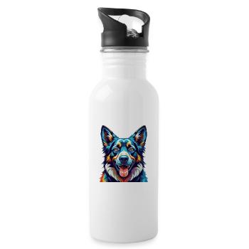 Schäferhund Rasse Bunte Karikatur Kawaii - Trinkflasche mit integriertem Trinkhalm - Weiß - Rechts