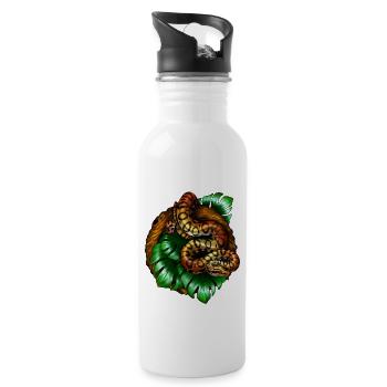 Monstera Snake - Trinkflasche mit integriertem Trinkhalm - Weiß - Rechts