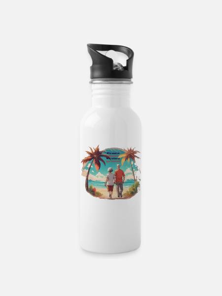 Wir sind in Rente - Trinkflasche mit integriertem Trinkhalm - Weiß