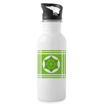 Geometrische Farbenspiele in Grün - Trinkflasche mit integriertem Trinkhalm - Weiß - Rechts