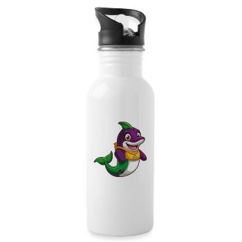Orca Lustige Kawaii Cartoon Figur Clipart - Trinkflasche mit integriertem Trinkhalm - Weiß - Rechts