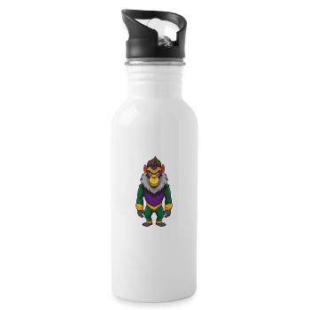 Mandrill Funny Kawaii Cartoon Character Clipart - Water bottle with straw - white - Right