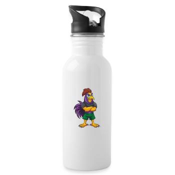Coq Drôle Kawaii Dessin animé Personnage Clipart - Gourde avec paille intégrée - blanc - Droite