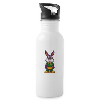 Lapin Drôle Kawaii Dessin animé Personnage Clipart - Gourde avec paille intégrée - blanc - Droite