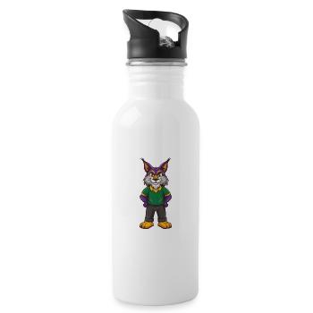 Lynx drôle Kawaii dessin animé Personnage Clipart - Gourde avec paille intégrée - blanc - Droite