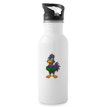Huhn Lustige Kawaii Cartoon Figur Clipart - Trinkflasche mit integriertem Trinkhalm - Weiß - Rechts