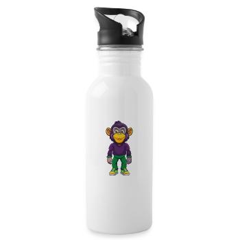 Chimpanzé Drôle Kawaii Dessin animé Personnage Clipart - Gourde avec paille intégrée - blanc - Droite