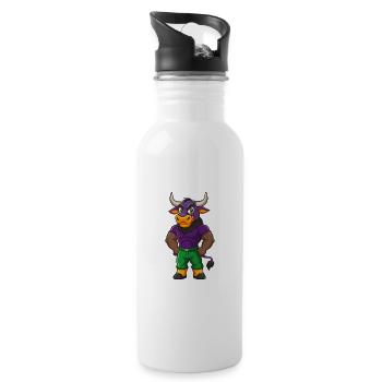 Bulle Lustige Kawaii Cartoon Figur Clipart - Trinkflasche mit integriertem Trinkhalm - Weiß - Rechts