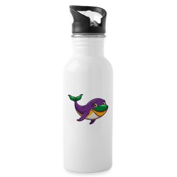 Blauwal Lustige Kawaii Cartoon Figur Clipart - Trinkflasche mit integriertem Trinkhalm - Weiß - Rechts
