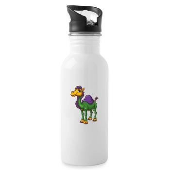 Camel Funny Kawaii Cartoon Character Clipart - Water bottle with straw - white - Right