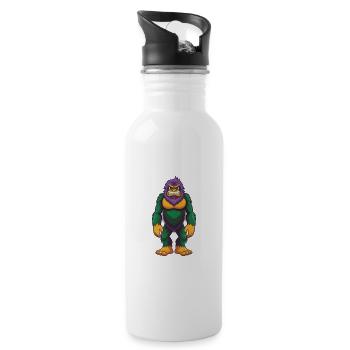 BigFoot Lustige Kawaii Cartoon Figur Clipart - Trinkflasche mit integriertem Trinkhalm - Weiß - Rechts