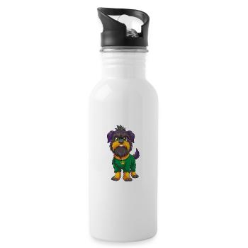Affenpinscher Dog Funny Kawaii Cartoon Clipart - Water bottle with straw - white - Right