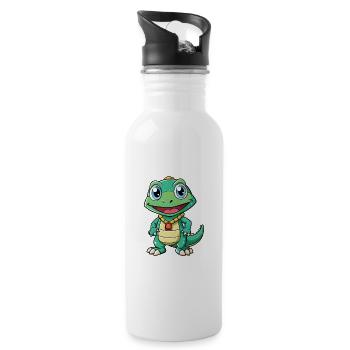 Monitor Eidechse Cartoon Figur Kawaii Clipart - Trinkflasche mit integriertem Trinkhalm - Weiß - Rechts