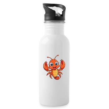 homard mignon personnage de dessin animé kawaii clipart - Gourde avec paille intégrée - blanc - Droite