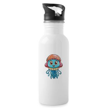 méduse mignon personnage de dessin animé Kawaii Clipart - Gourde avec paille intégrée - blanc - Droite