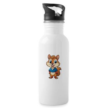 Chipmunk Niedliche Zeichentrickfigur Kawaii Clipart - Trinkflasche mit integriertem Trinkhalm - Weiß - Rechts