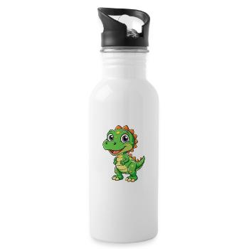 dinosaure mignon personnage de dessin animé Kawaii Clipart - Gourde avec paille intégrée - blanc - Droite