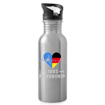 Somalia und Deutschland 100% Freundschaft - Trinkflasche mit integriertem Trinkhalm - Lightsilver - Rechts
