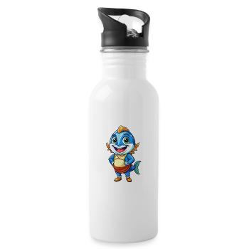 Tuna Cute Cartoon Character Kawaii Clipart - Water bottle with straw - white - Right