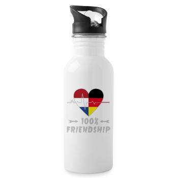 Netherlands and Germany 100% friendship - Water bottle with straw - white - Right