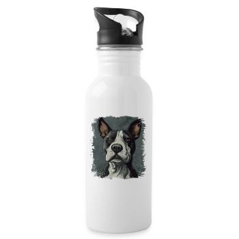 Bull terrier - Gourde avec paille intégrée - blanc - Droite