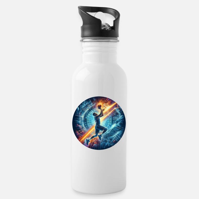 Basketball-Cosmic Slam Dunk - Water bottle with straw - white