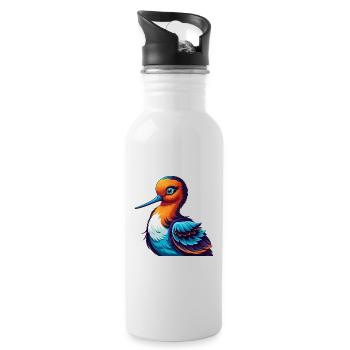 Avocet Bunte Kawaii Cartoon Figur Clipart - Trinkflasche mit integriertem Trinkhalm - Weiß - Rechts