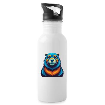 Biber Bunte Kawaii Cartoon Figur Clipart - Trinkflasche mit integriertem Trinkhalm - Weiß - Rechts