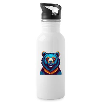 Bear Colorful Kawaii Cartoon Character Clipart - Water bottle with straw - white - Right