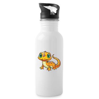 Salamander Niedliche Zeichentrickfigur Kawaii Clipart - Trinkflasche mit integriertem Trinkhalm - Weiß - Rechts