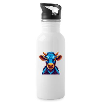 Cow Colorful Kawaii Cartoon Character Clipart - Water bottle with straw - white - Right