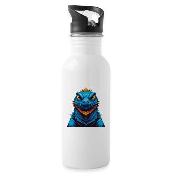 Basilisk Bunte Kawaii Cartoon Figur Clipart - Trinkflasche mit integriertem Trinkhalm - Weiß - Rechts