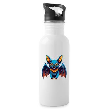 Chauve-souris coloré Kawaii dessin animé Personnage Clipart - Gourde avec paille intégrée - blanc - Droite